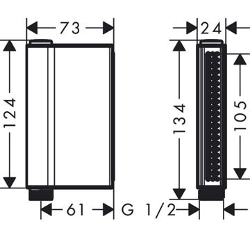 AXOR ONE 2JET ručná sprcha 124 mm, 2 prúdy, chróm 45720000 Technický nákres