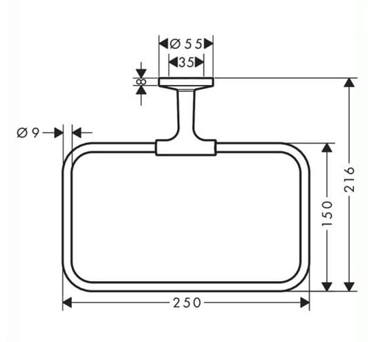 AXOR UNIVERSAL CIRCULAR držiak uteráka 250 mm, chróm 42823000 Technický nákres