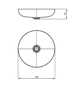KALDEWEI MIENA 3181 umývadlová misa 38 cm, bez prepadu, smaltovaná oceľ, Perl-Effect, soft touch 909406003679 Technický nákres
