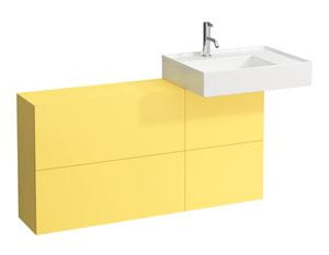 LAUFEN KARTELL skrinka pod umývadlo 120x27x61 cm, 2 zásuvky, 2 dvierka, Push-open, horčicovo žltá