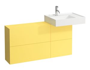 LAUFEN KARTELL skrinka pod umývadlo 120x27x61 cm, 2 zásuvky, 2 dvierka, Push-open, horčicovo žltá