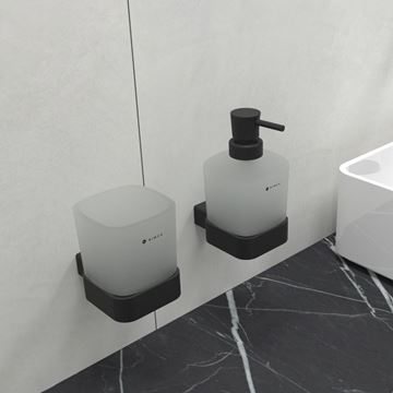 NIMCO KIBO dávkovač tekutého mydla 300 ml, nástenný, sklo, matná čierna KI-14031C-T-90 Obrázek - fotka