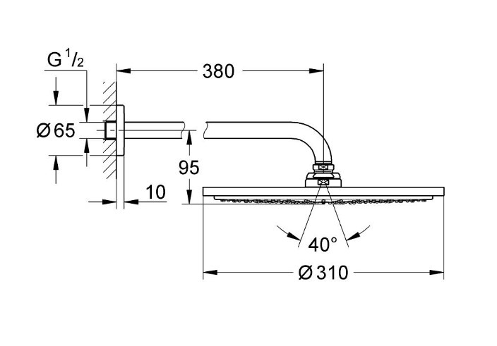 GROHE RAINSHOWER COSMOPOLITAN 310 horná sprcha pr. 310 mm, s ramenom, Water Saving, brúsený cool sunrise 26066GN0 Obrázek - fotka