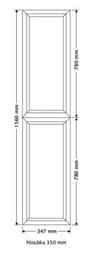 INTEDOOR CHICAGO vysoká skrinka 34,7x35x158 cm, 2 dvierka, pánty vľavo, zelená PTCHICSV352DL408 Technický nákres