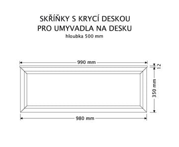 INTEDOOR CHICAGO skrinka pod umývadlo 99x50x36, 2 cm, 1 zásuvka, čierna/svetlo hnedá PTCHIC11001Z231 Technický nákres