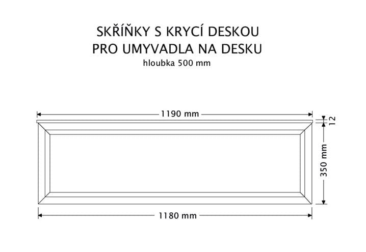 INTEDOOR CHICAGO skrinka pod umývadlo 119x50x36,2 cm, 1 zásuvka, čierna/tmavo hnedá PTCHIC11201Z212 Technický nákres