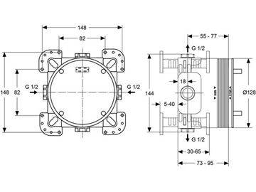 CONCEPT 100 podomietkové teleso G 1/2  A1000NU Technický nákres
