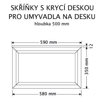 INTEDOOR CHICAGO skrinka pod umývadlo 59x50x36, 2 cm, 1 zásuvka, čierna / tmavo hnedá PTCHIC2601Z212 Technický nákres
