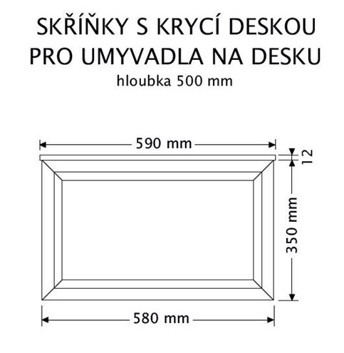 INTEDOOR CHICAGO skrinka pod umývadlo 59x50x36,2 cm, 1 zásuvka, čierna/zelená PTCHIC2601Z408 Technický nákres