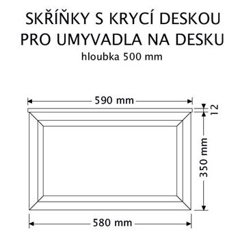 INTEDOOR CHICAGO skrinka pod umývadlo 59x50x36,2 cm, 1 zásuvka, čierna/zelená PTCHIC2601Z408 Technický nákres