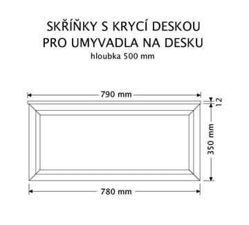 INTEDOOR CHICAGO skrinka pod umývadlo 79x50x36,2 cm, 1 zásuvka, čierna/zelená PTCHIC1801Z408 Technický nákres