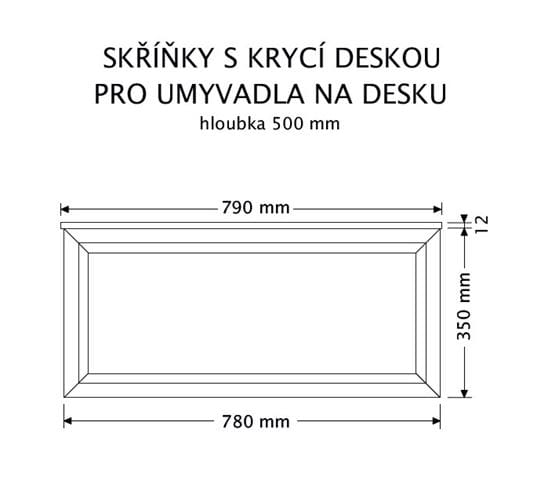 INTEDOOR CHICAGO skrinka pod umývadlo 79x50x36,2 cm, 1 zásuvka, čierna/svetlo hnedá PTCHIC2801Z231 Technický nákres