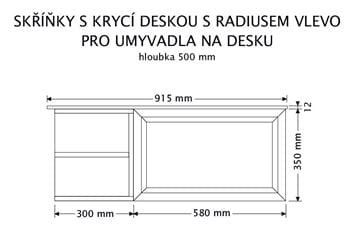 INTEDOOR CHICAGO skrinka pod umývadlo 91,5x50x36,2 cm, 1 zásuvka, 2 police, čierna/zelená PTCHIC2901ZRADL408 Technický nákres