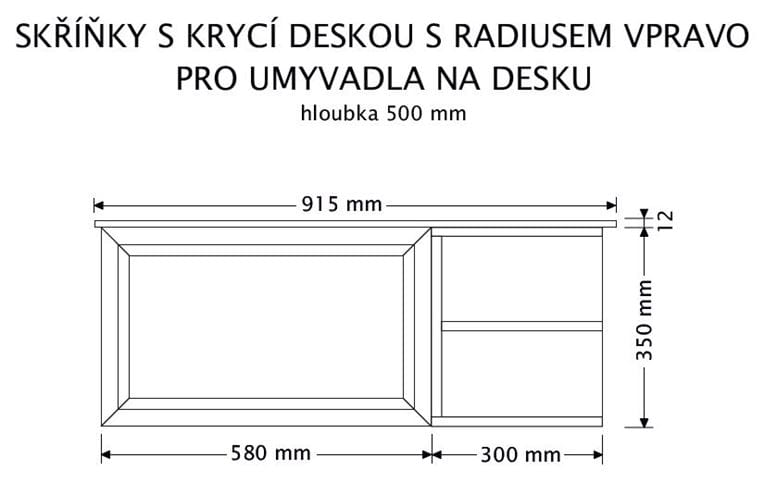 INTEDOOR CHICAGO skrinka pod umývadlo 91,5x50x36,2 cm, 1 zásuvka, 2 police, čierna/svetlo hnedá PTCHIC1901ZRADP231 Technický nákres