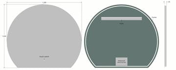 EASY PLUS LED zrkadlo 120x102,4 cm, s osvetlením, s reguláciou stmievania a teploty svetla, so senzorom EA-R01-120102 Technický nákres