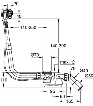 GROHE TALENTOFILL vaňový sifón, s napúšťaním prepadom, bovden, chróm 28991000 Obrázek - fotka