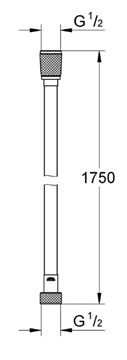 GROHE SILVERFLEX sprchová hadica 1750 mm, hladká, TwistFree, AntiFold, plast, hard graphite 28388A01 Technický nákres
