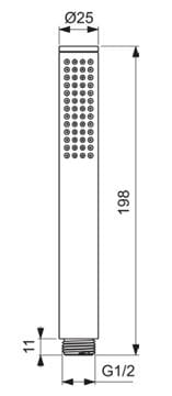 IDEAL STANDARD IDEALRAIN ručná sprcha 198 mm, matná čierna BC774XG Technický nákres