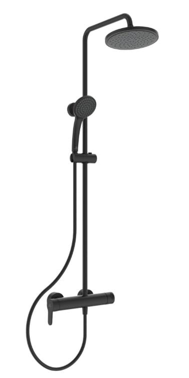 IDEAL STANDARD CERAFINE O sprchový set s batériou, horná sprcha, ručná sprcha, tyč, hadica, matná čierna