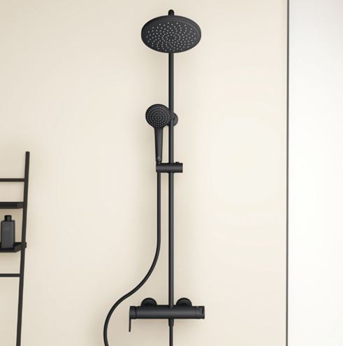IDEAL STANDARD CERAFINE O sprchový set s batériou, horná sprcha, ručná sprcha, tyč, hadica, matná čierna BC750XG Obrázek - fotka