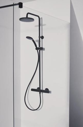 IDEAL STANDARD CERATHERM sprchový set s termostatickou batériou, horná sprcha, ručná sprcha, tyč, hadica, matná čierna A7545XG Obrázek - fotka