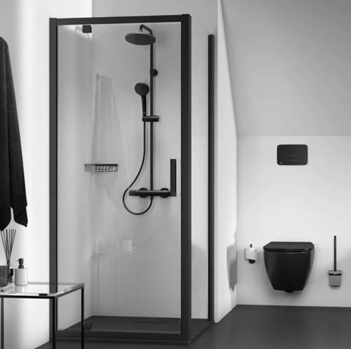 IDEAL STANDARD CERATHERM sprchový set s termostatickou batériou, horná sprcha, ručná sprcha, tyč, hadica, matná čierna A7545XG Obrázek - fotka