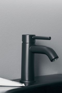 IDEAL STANDARD CERALINE umývadlová stojanková batéria, s odtokovou súpravou, hodvábna čierna BC822XG Obrázek - fotka
