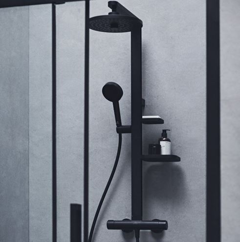 IDEAL STANDARD CERATHERM ALU+ sprchový set s termostatickou batériou, horná sprcha, ručná sprcha s 2 prúdmi, tyč, hadica, matná čierna BD583XG Obrázek - fotka
