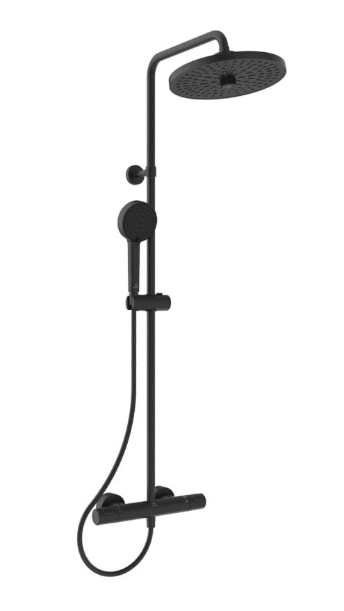 IDEAL STANDARD CERATHERM T25+ sprchový set s termostatickou batériou, horná sprcha, ručná sprcha s 2 prúdmi, tyč, hadica, matná čierna