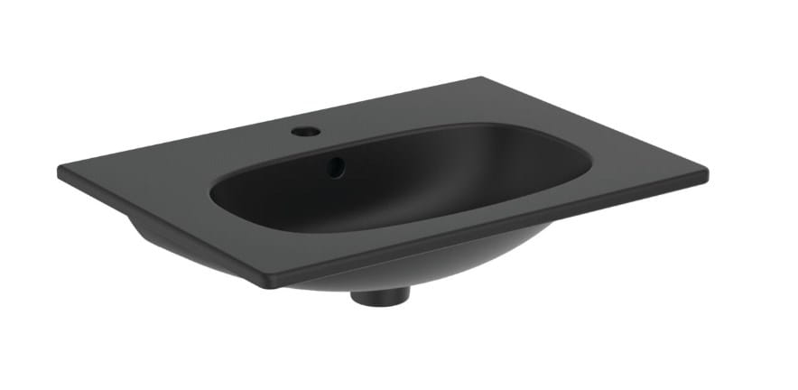 IDEAL STANDARD TESI umývadlo 62,5 cm, s otvorom pre batériu a prepadom, čierna