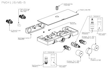NDW COLONNA VETRO SIMETRY sprchový set s termostatickou batériou, horná sprcha, ručná sprcha s 3 prúdmi, tyč, hadica, chróm / čierne sklo PM10154/B Obrázek - fotka