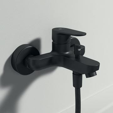 IDEAL STANDARD CERAFINE O vaňová nástenná batéria, s prepínačom, so sprchovou súpravou, hodvábna čierna BC706XG Obrázek - fotka