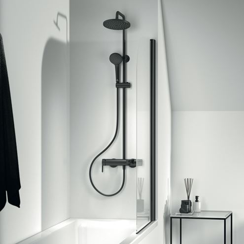 IDEAL STANDARD CERAFINE O vaňová nástenná batéria, so sprchovou súpravou, hodvábna čierna BC525XG Obrázek - fotka