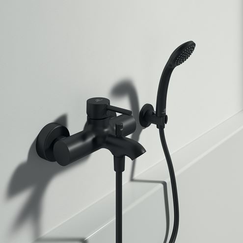 IDEAL STANDARD CERALINE vaňová nástenná batéria, s prepínačom, hodvábna čierna BC199XG Obrázek - fotka