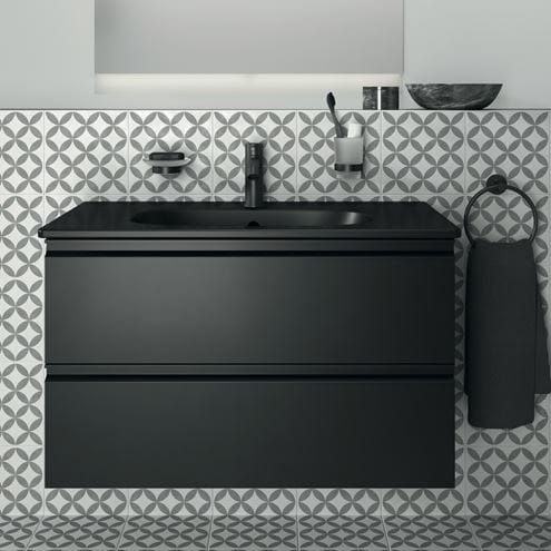 IDEAL STANDARD TESI skrinka pod umývadlo 80x44x49 cm, 2 zásuvky, hodvábna čierna T0051ZT Obrázek - fotka