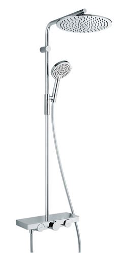 NDW COLONNA VETRO SIMETRY sprchový set s termostatickou batériou, horná sprcha, ručná sprcha s 3 prúdmi, tyč, hadica, chróm / čierne sklo PM10154/B Obrázek - Hlavní obrázek