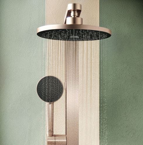 IDEAL STANDARD CERATHERM ALU+ sprchový set s termostatickou batériou, horná sprcha, ručná sprcha s 2 prúdmi, tyč, hadica, rosé BD583RO Obrázek - fotka