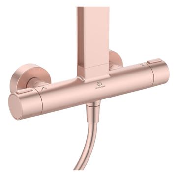 IDEAL STANDARD CERATHERM ALU+ sprchový set s termostatickou batériou, horná sprcha, ručná sprcha s 2 prúdmi, tyč, hadica, rosé BD583RO Obrázek - fotka