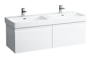 LAUFEN PRO S skrinka pod dvojumývadlo 125,8x45x39,7 cm, 2 zásuvky, lesklá biela