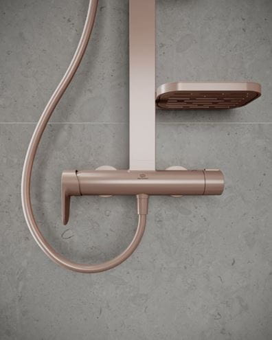 IDEAL STANDARD CERAFLOW ALU+ sprchový set s batériou, horná sprcha, ručná sprcha s 2 prúdmi, tyč, hadica, rosé BD584RO Obrázek - fotka