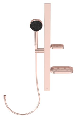 IDEAL STANDARD IDEALRAIN ALU+ sprchová súprava 5-dielna, ručná sprcha pr. 100 mm, 2 prúdy, tyč, hadica, mydelnička, polička, rosé BD586RO Obrázek - fotka