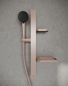 IDEAL STANDARD IDEALRAIN ALU+ sprchová súprava 5-dielna, ručná sprcha pr. 100 mm, 2 prúdy, tyč, hadica, mydelnička, polička, rosé BD586RO Obrázek - fotka
