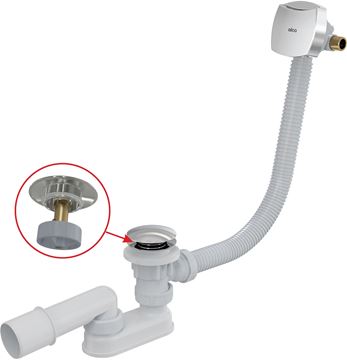 ALCA vaňový sifón 80 cm, s napúšťaním prepadom, click-clack, chróm
