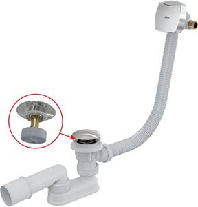 ALCA vaňový sifón 80 cm, s napúšťaním prepadom, click-clack, chróm
