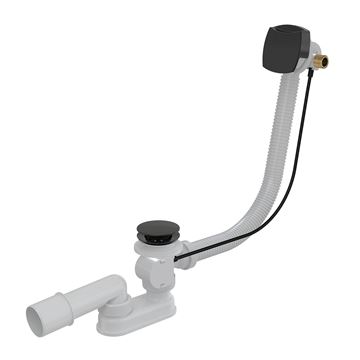 ALCA vaňový sifón 57 cm, s napúšťaním prepadom, bovden, matná čierna