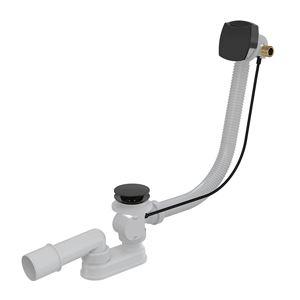 ALCA vaňový sifón 80 cm, s napúšťaním prepadom, bovden, matná čierna