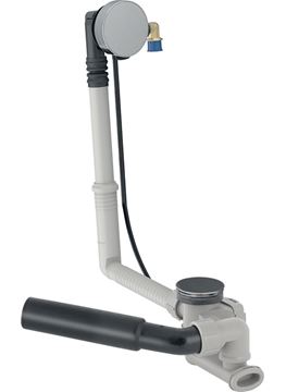 GEBERIT vaňový sifón, flexibilný, s napúšťaním prepadom, bovden, chróm