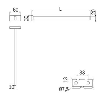 INDA LEA 1800 držiak uteráka 448 mm, matná biela A18150WM Technický nákres