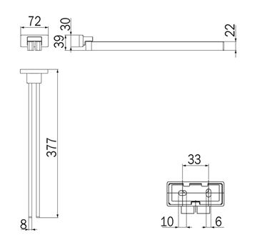 INDA LEA 1800 držiak uteráka 377 mm, dvojramenný, chróm A1815ACR Technický nákres