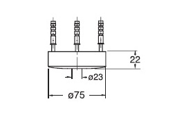 CRISTINA podporný fixačný set 75x22mm, chrome CRIPD42951 Technický nákres